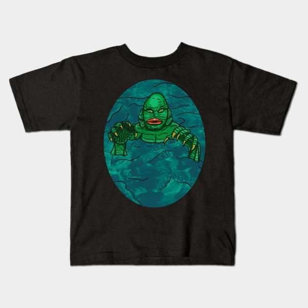 The Creature Oval- Color Kids T-Shirt by tesiamarieart